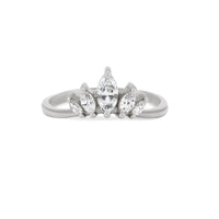 Thumbnail of Front view of the Crown of Hope Diamond Ring in 14k white gold, featuring a large central diamond with a polished band.